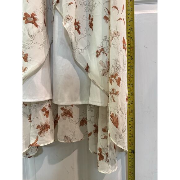 Baltic Born Katya Ruffle Maxi Dress L Rust Floral Print V Neck Flutter Sleeve - Picture 6 of 8